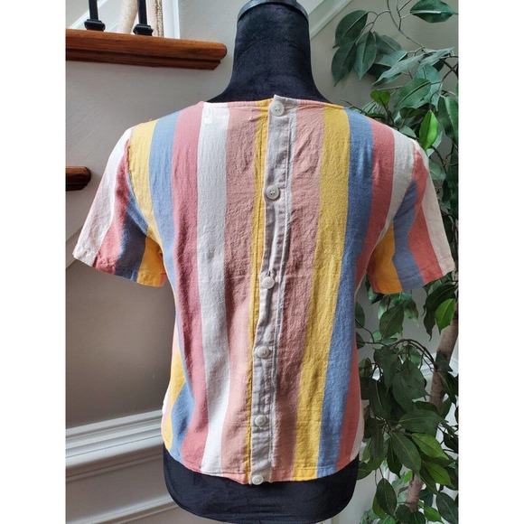 Madewell Women's Multicolor Cotton Round Neck Short Sleeve Top Blouse Size 2XS - Picture 7 of 10